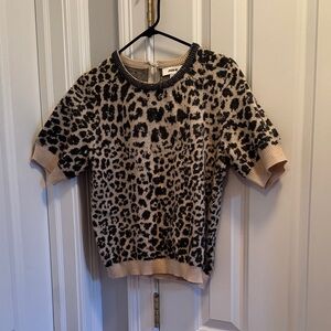 Jason Wu Leopard Print Sweater - Black and Tan